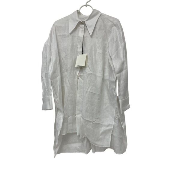Massimo Dutti Womens Button Up Shirt S Small White Lined Oversized 9418/952 NWT - Picture 4 of 14